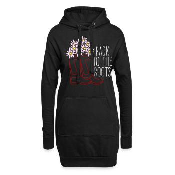 Bottes de pluie rouges et fleurs - Sweat-shirt à capuche long Femme - noir - Devant