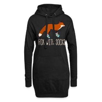 Fox with Winter Socks Sock Wool Socks - Hoodie-Kleid - Schwarz - Vorne