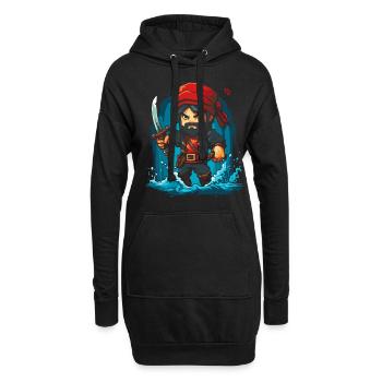 Kleiner niedlicher Pixel-Pirat - Hoodie-Kleid - Schwarz - Vorne