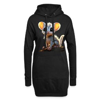 Galago Bush Bébé Singe Galagos Singe Mignon Galago - Sweat-shirt à capuche long Femme - noir - Devant