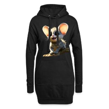 Galago Bush Bébé Singe Galagos Singe Mignon Galago - Sweat-shirt à capuche long Femme - noir - Devant
