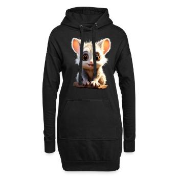 Galago Bush Bébé Singe Galagos Singe Mignon Galago - Sweat-shirt à capuche long Femme - noir - Devant