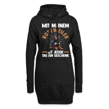 Hund Rottweiler - Hoodie-Kleid - Schwarz - Vorne