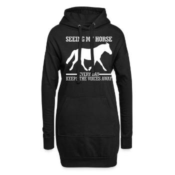Horse Horses Riding - Hoodie-Kleid - Schwarz - Vorne