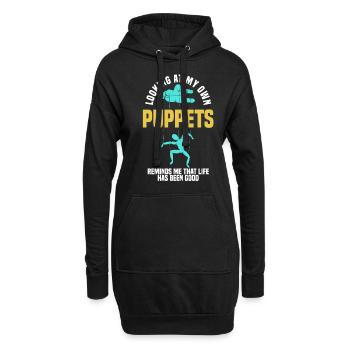 Regarder mes propres marionnettes me rappelle - Sweat-shirt à capuche long Femme - noir - Devant