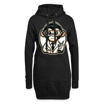 Cute Monkey Scientist - Hoodie-Kleid - Schwarz - Vorne