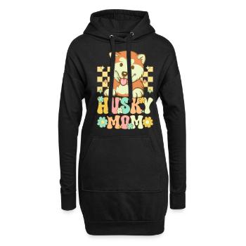 Groovy Siberian Husky Dog Lover - Sweat-shirt à capuche long Femme - noir - Devant