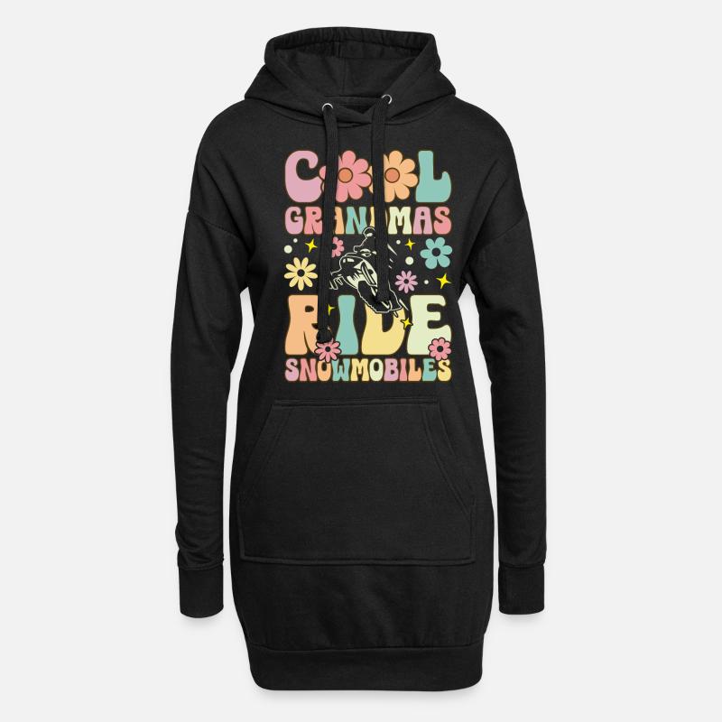 Groovy Snowmobiling Oma - Hoodie-Kleid - Schwarz