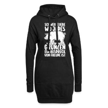 Schwein Schweinebauer Bauernhof Schweine - Hoodie-Kleid - Schwarz - Vorne