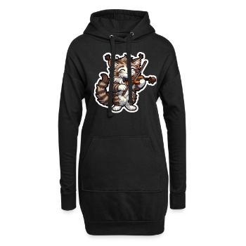 Niedliche Maine-Coon spielt Geige - Hoodie-Kleid - Schwarz - Vorne