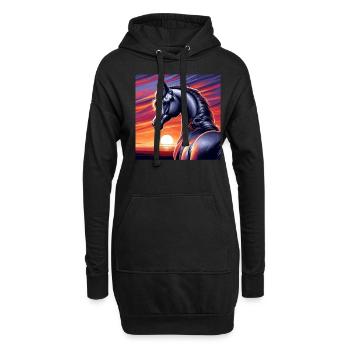 Dessin de cheval arabe - Sweat-shirt à capuche long Femme - noir - Devant