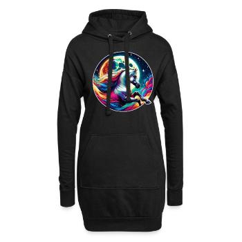 Arabische Pferdekunst - Hoodie-Kleid - Schwarz - Vorne
