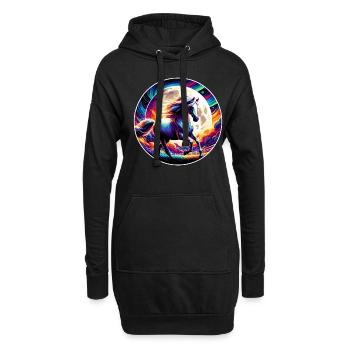 Art du cheval arabe - Sweat-shirt à capuche long Femme - noir - Devant