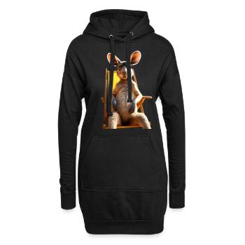 Kangourou Australie Marsupiaux sauvages Kangourous mignons - Sweat-shirt à capuche long Femme - noir - Devant