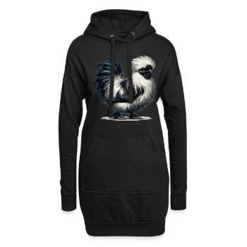 Silkie Poulet Silkie Oiseau Silkies Poulets moelleux - Sweat-shirt à capuche long Femme - noir - Devant