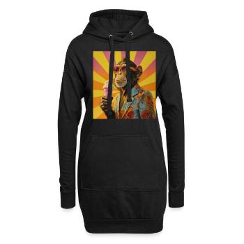 Eis Affe Sommer Eiskreme Eisdiele Schimpanse - Hoodie-Kleid - Schwarz - Vorne