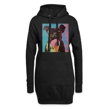 Eis Hund Sommer Eiskreme Eisdiele FUNNY Hunde - Hoodie-Kleid - Schwarz - Vorne
