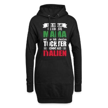 Maman plus jolie fille Italie cadeau - Sweat-shirt à capuche long Femme - noir - Devant