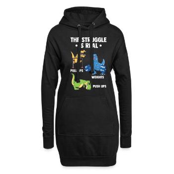 Struggle Is Real Dinosaurier Gym Fitness Saurier - Hoodie-Kleid - Schwarz - Vorne