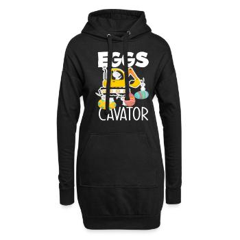 Jeu de mots de Pâques excavatrice lapin de Pâques - Sweat-shirt à capuche long Femme - noir - Devant