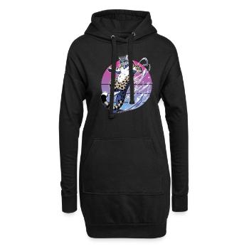 Schneeleopard Leopard Weißer Leopard - Hoodie-Kleid - Schwarz - Vorne
