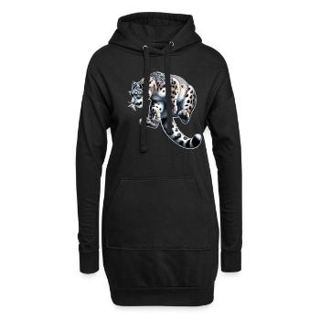 Schneeleopard Leopard Weißer Leopard - Hoodie-Kleid - Schwarz - Vorne