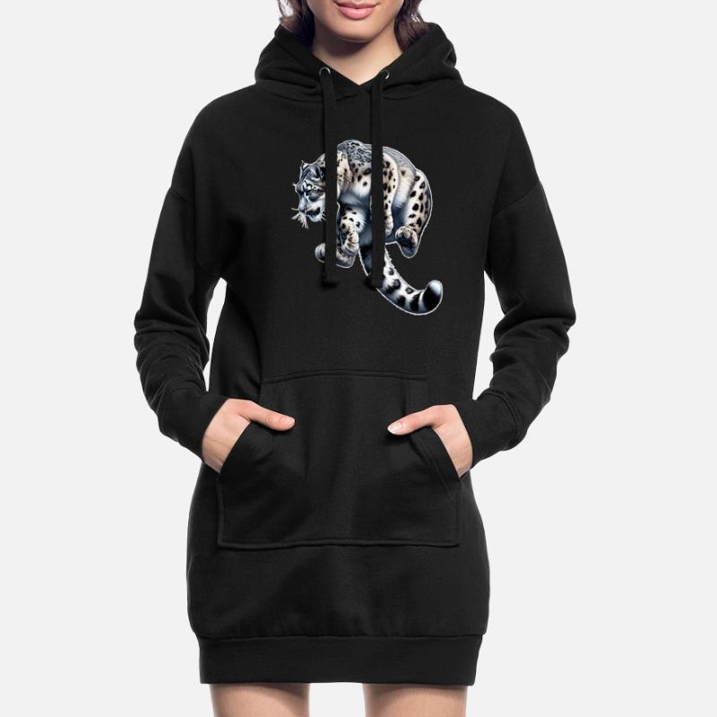 Snow Leopard Leopard White Leopard Hoodie Dress