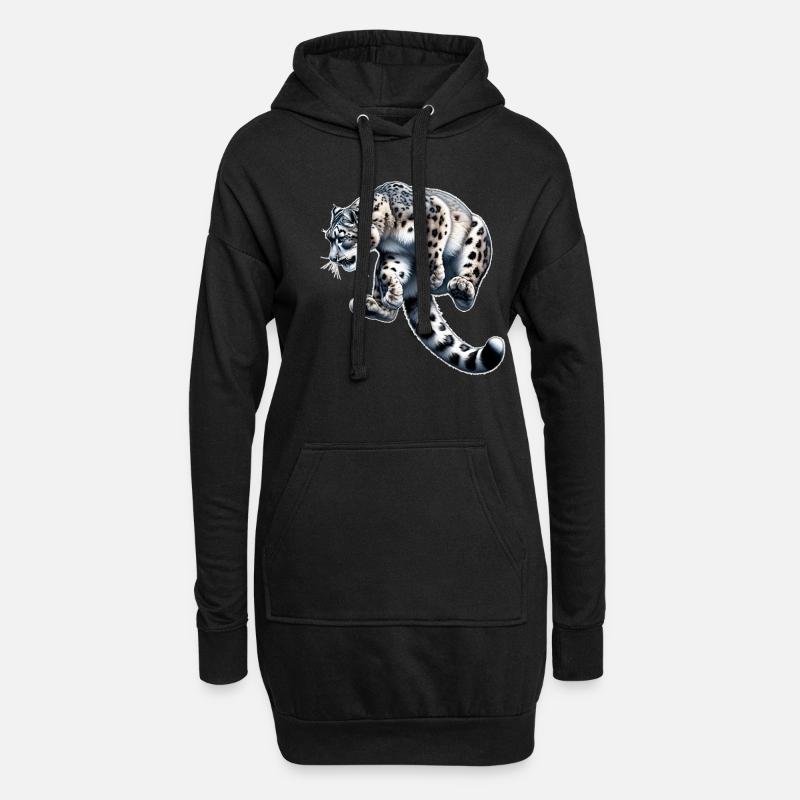 Schneeleopard Leopard Weißer Leopard - Hoodie-Kleid - Schwarz