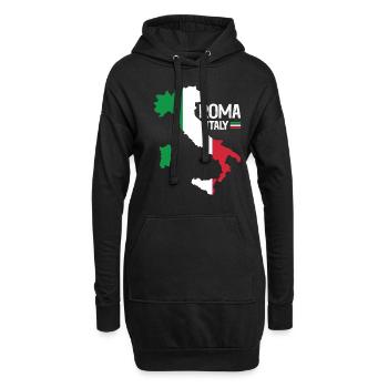 Roma Italie Rome Carte Régions Italie - Sweat-shirt à capuche long Femme - noir - Devant