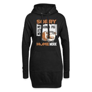 Meerschweinchen Spruch Hausaufgaben - Hoodie-Kleid - Schwarz - Vorne