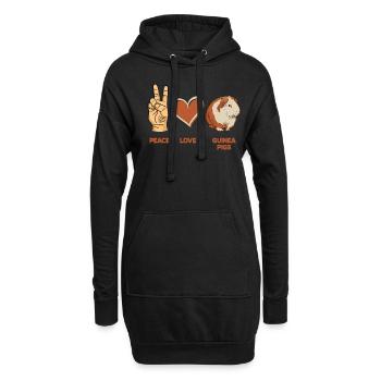Friede Liebe Meerschweinchen - Hoodie-Kleid - Schwarz - Vorne