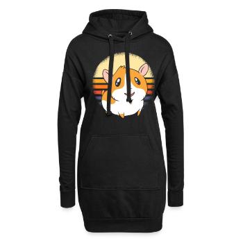 Cochon d’Inde rétro - Sweat-shirt à capuche long Femme - noir - Devant