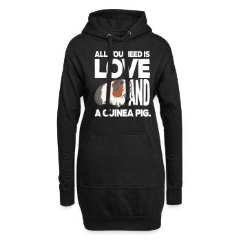Liebe Meerschweinchen - Hoodie-Kleid - Schwarz - Vorne