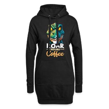 Grumpy Trex Dinosaur With - Hoodie Dress - black - Front