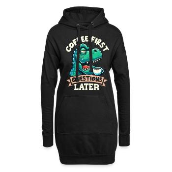 Grumpy Trex Dinosaur With - Hoodie Dress - black - Front