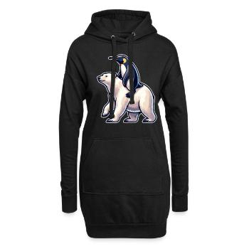 Drôle de cadeau pingouin et ours polaire - Sweat-shirt à capuche long Femme - noir - Devant