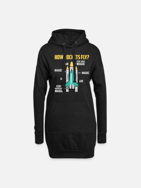 How Rockets Fly Magic Air Space Shuttle Geschenk - Hoodie-Kleid - Schwarz