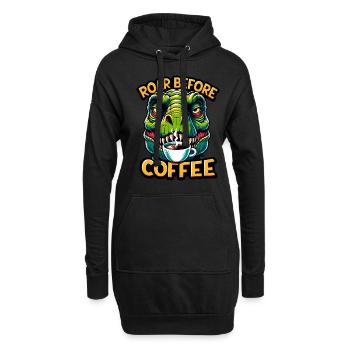 Grumpy Trex Dinosaur With - Hoodie Dress - black - Front
