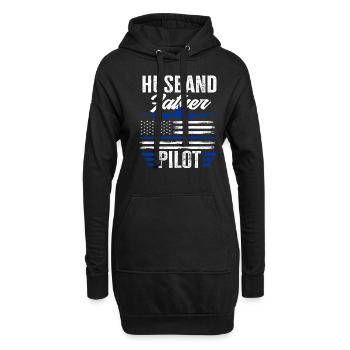 Mari, père, pilote - Sweat-shirt à capuche long Femme - noir - Devant