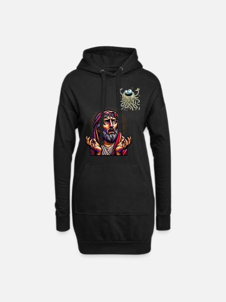 Lustiges atheistisches fliegendes Spaghettimonster zu Weihnachten - Hoodie-Kleid - Schwarz
