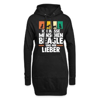 Hund Beagle - Hoodie-Kleid - Schwarz - Vorne