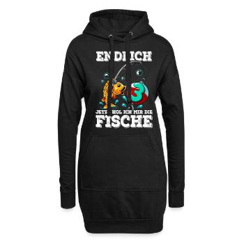 3 Pêche à la ligne d’anniversaire - Sweat-shirt à capuche long Femme - noir - Devant