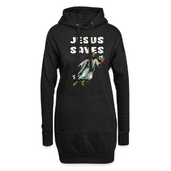 Jésus Soccer Cadeau Drôle Football Dieu Jésus Citation - Sweat-shirt à capuche long Femme - noir - Devant