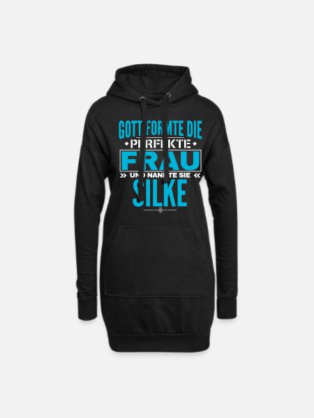 Silke Name Design - Hoodie-Kleid - Schwarz