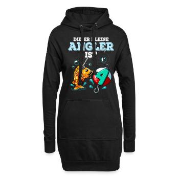 4 Anniversaire Pêcheur à la ligne - Sweat-shirt à capuche long Femme - noir - Devant
