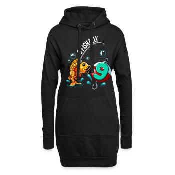9 Anniversaire Pêcheur à la ligne - Sweat-shirt à capuche long Femme - noir - Devant