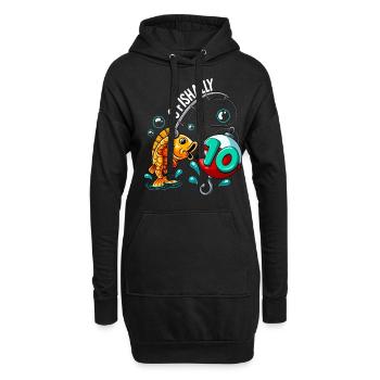 10 Geburtstag Angler Angeln - Hoodie-Kleid - Schwarz - Vorne