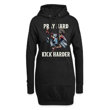 Lustiger Muay Thai Jesus sagt Kickboxen Christ - Hoodie-Kleid - Schwarz - Vorne