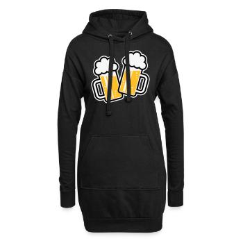 2 chopes de bière toast, à votre santé ! (Chopes à bière 3C) - Sweat-shirt à capuche long Femme - noir - Devant