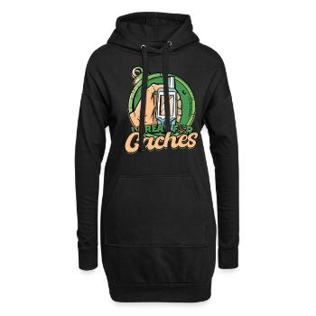 Géocache - Sweat-shirt à capuche long Femme - noir - Devant